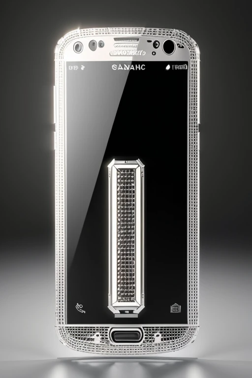 a giant luxury cellphone, highly detailed, hyper realistic, 8K, 3D model, photorealistic, perfectly lit, studio lighting, intricate details, glossy surface, metallic finish, elegant design, expensive looking, premium materials, glass screen, chrome accents, angular form, futuristic aesthetic, cinematic angles, dramatic lighting, reflective textures, clean composition, high-end technology