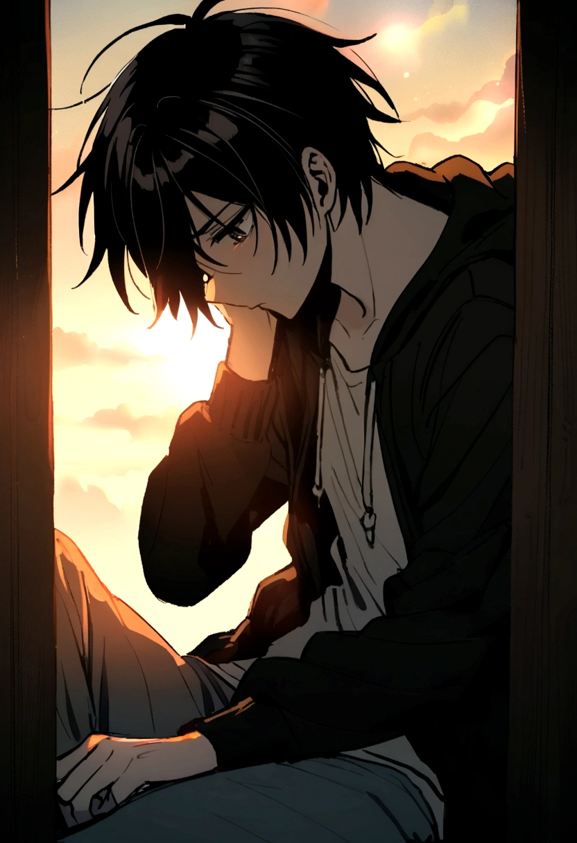 Emo anime guy jerking off