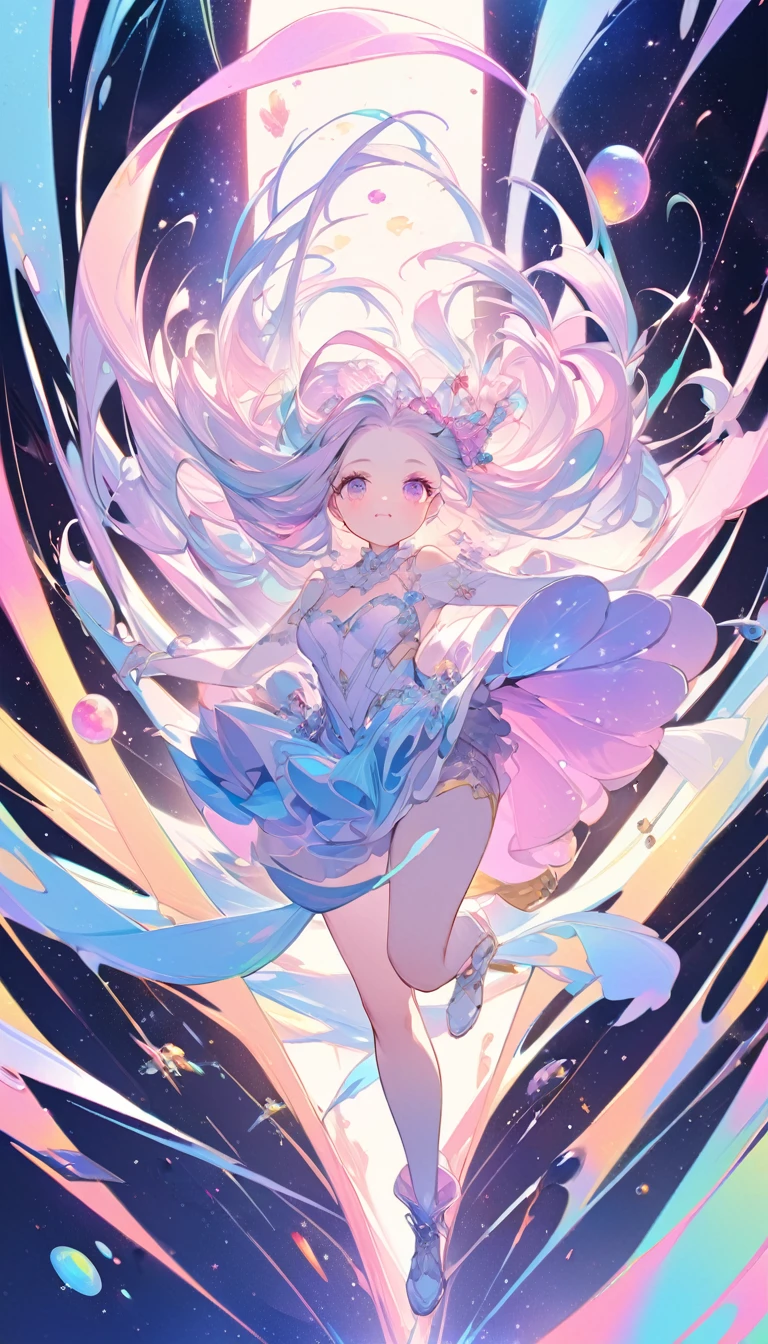best quality, super fine, 16k, 2.5D, delicate and dynamic depiction, beautiful queen of the new race, Infinite space, fantasy wonderland, zero gravity, cute pastel textures, pop art effects