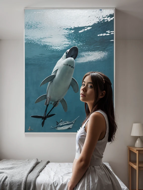 portrait of girl in [shark:maid:0.5] , room