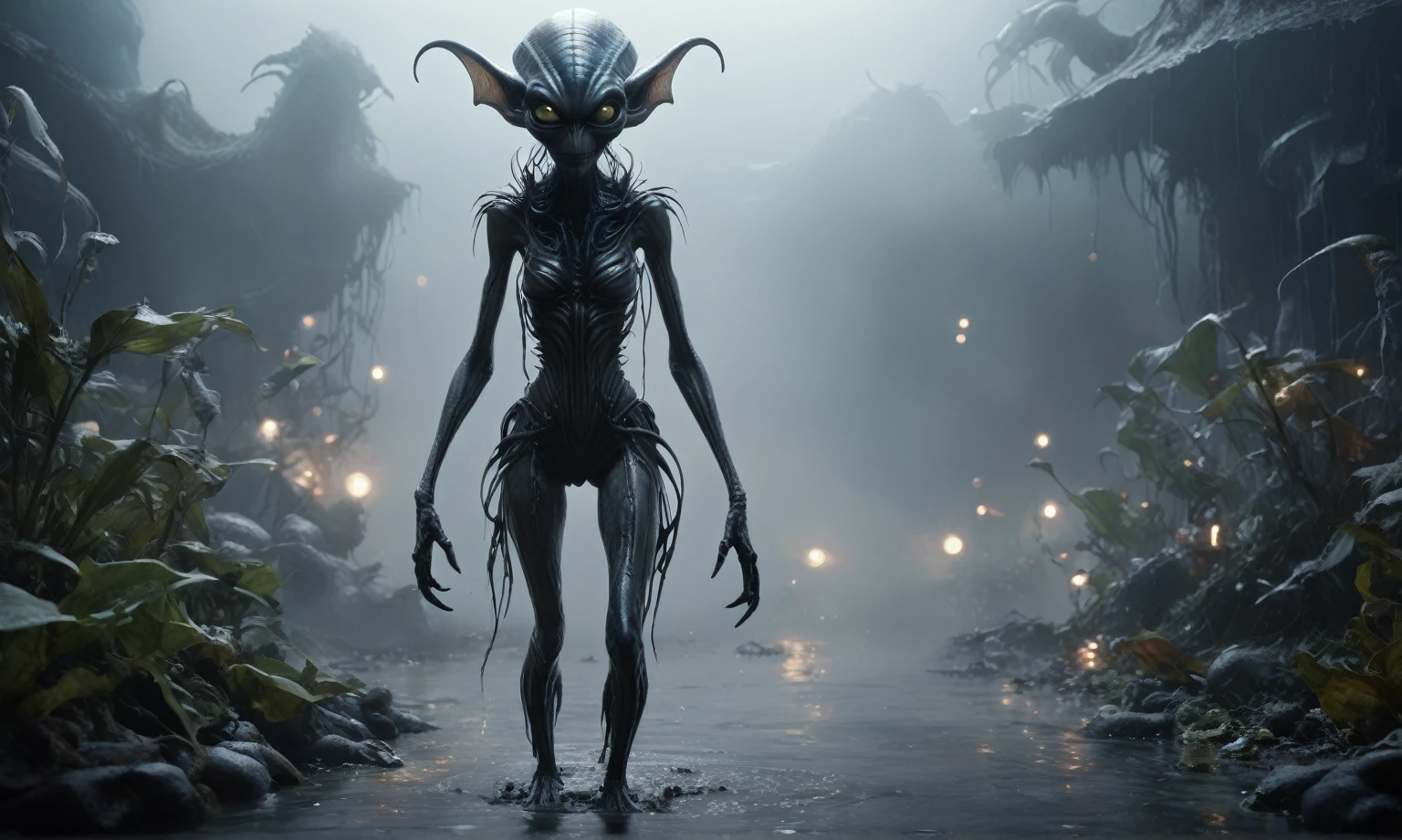 full body length,niobium goblin,native africa xenomorph,once pretty face,eyebrow up,full body shot,ominous landscape,niobium gray atmosphere,photo,photorealism,Masterpiece,hyper natural skin textures, hyper realism,hyper detailed,High contrast,Realism,Ultra Detailed,irina yermolova,close full body shot,32K resolution,Nikon Z9, ,demonic, fog, smoke, audience, mist, featuring ultra-realistic and hyper-realistic elements,
Marta Bevacqua, Ellen Jewett, Kawacy, Katsuya Terada, Carne Griffiths,concert lighting, bokeh, luminal space that feels
both bright and surreal. Includes liquid fluid elements for added depth and movement. Rendered in an unreal
engine and post-processed to achieve . Evokes a sense of dreamy, ethereal
and mystical mood,horror pixar movie still,thriller disney movie ,pixar render, animated ,suicide