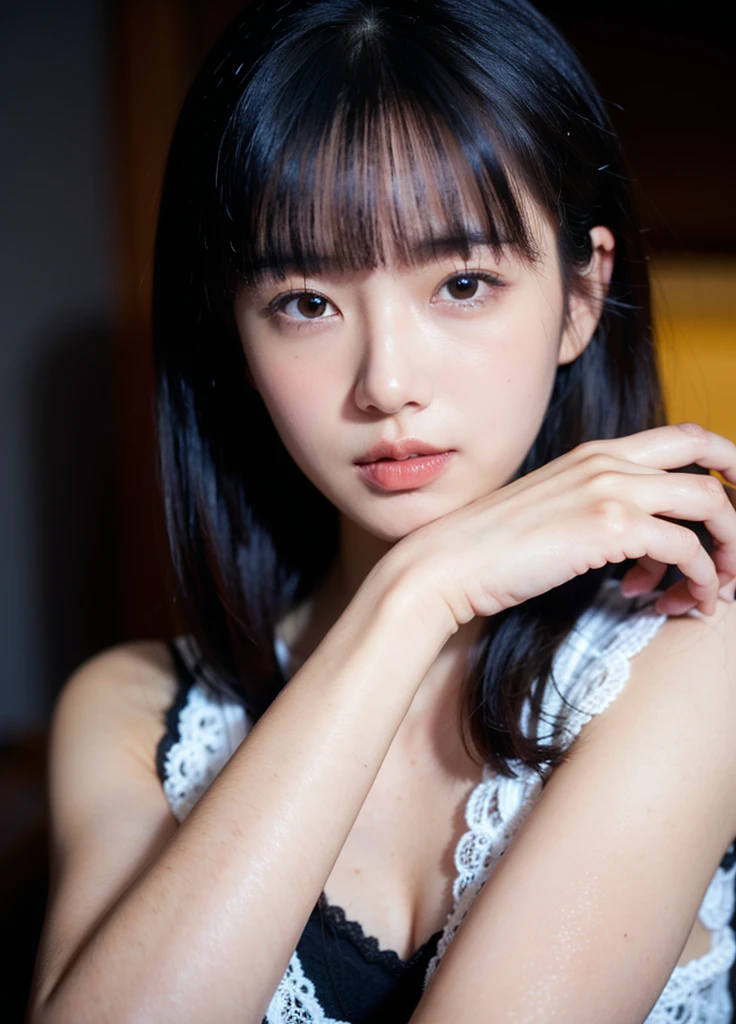 1girl, moyou, Young Gravure Idol, White skin, Bangs hairstyle
