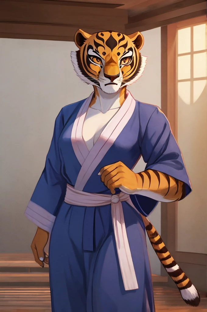A young tigress, 18 years old, female jiu-jitsu kimono.