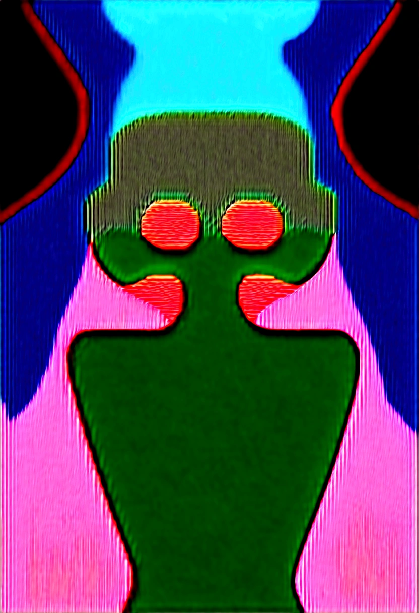 ((top-quality)), ((​masterpiece)), (extremely detailed fine touch:1.3), psychedelic art, psychedelic girl, solo, psychedelic short hair, blunt bangs, rous skin, (((psychedelic under-rimmed glasses:1.3))), (psychedelic headphones:1.3), psychedelic eyes, smile, make up, medium breaavicle, cleavage, mbare arms, psychedelic 