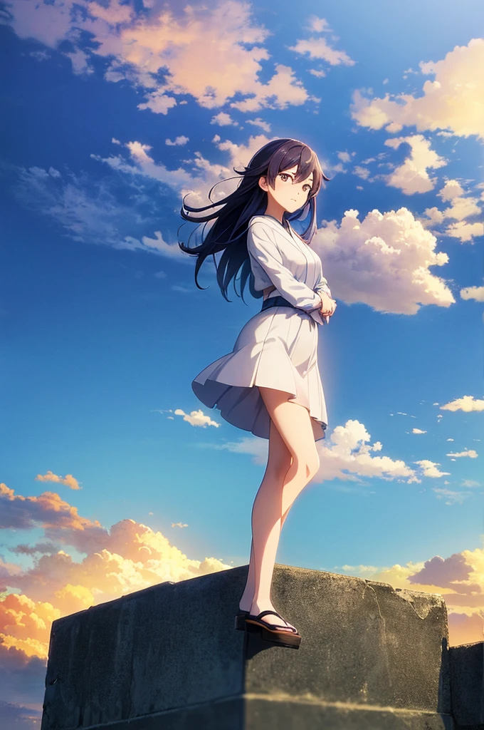 Japanese teenage boy in Tokyo and japanese girl in rural Japanese standing on a rock looking at the vibrant twilight sky. Cosmic Skies, by makoto shinkai, makoto shinkai cyril rolando, beautiful anime scene, anime sky, anime art wallpaper 4 k, anime art wallpaper 4k, anime art wallpaper 8 k, anime beautiful peace scene, in style of makoto shinkai, 4k anime wallpaper.