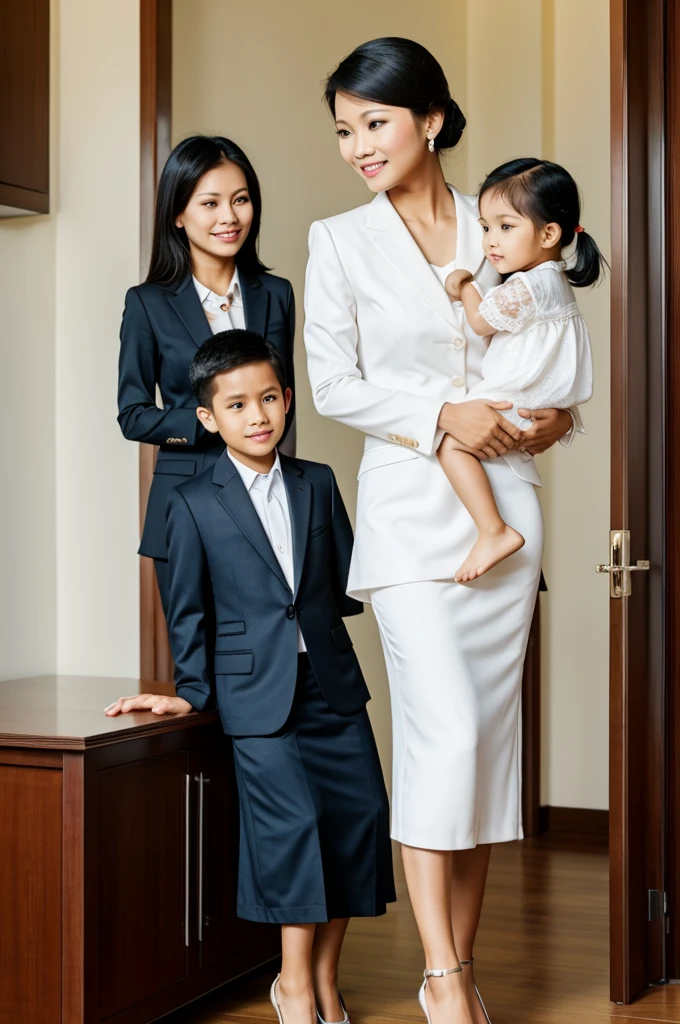 A formal attire on asian average filipino mom