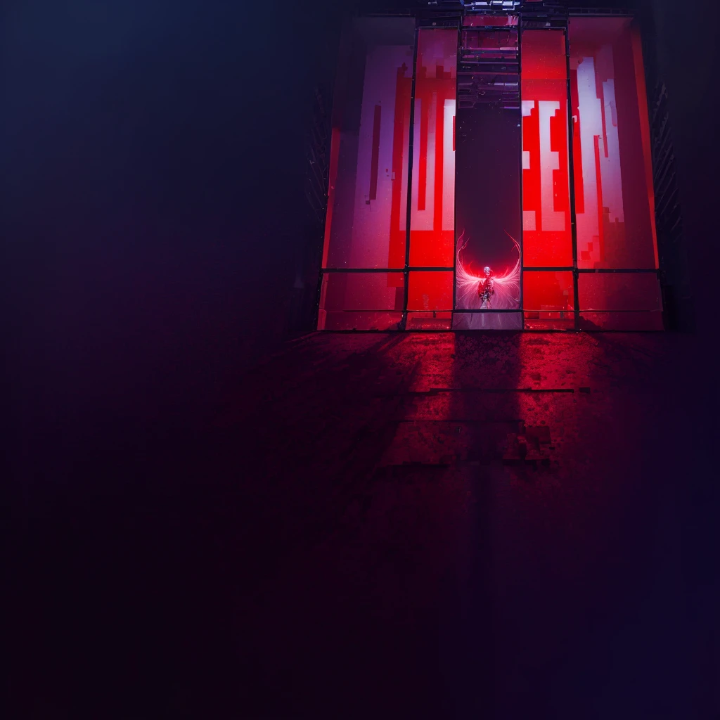 There is a red light on in the room, Queen in a glass prison, Width, Pixel textures, Queer, the red Queen, Pixel megascan, Queen, stacked image, website Width, On a dark background, Pixel, Quantum dot light emitting diodes, Red and lights, Sharing photo, Rendering on Octane, killer Queen