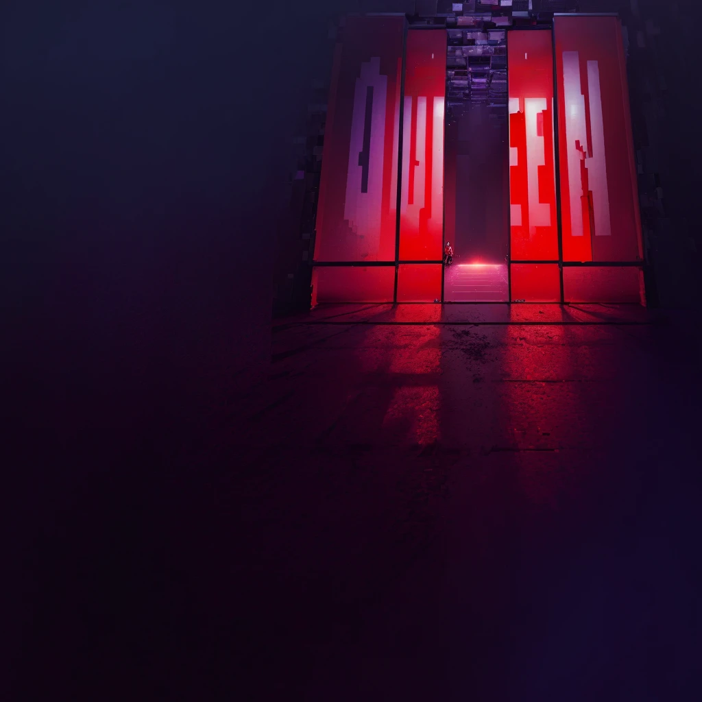 There is a red light on in the room, Queen in a glass prison, Width, Pixel textures, Queer, the red Queen, Pixel megascan, Queen, stacked image, website Width, On a dark background, Pixel, Quantum dot light emitting diodes, Red and lights, Sharing photo, Rendering on Octane, killer Queen