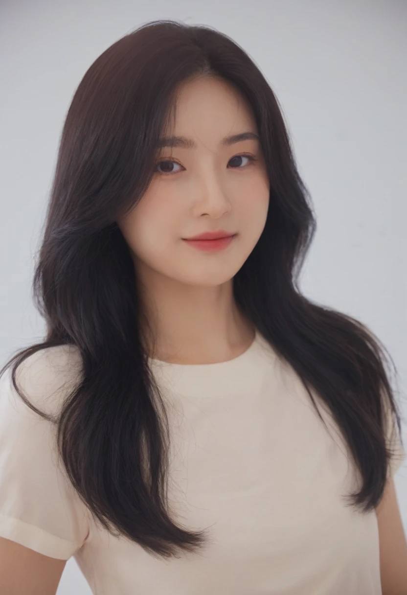 Best Quality, 8k, Masterpiece, (Portrait: 1.3), (photo realistic:1.4), (hyper realistic:1.4), Sharp Focus, looking at viewer, (smoother lighting:1.1), (increase cinematic lighting quality:0.9), realistic lighting, backlighting, light on face, ray trace, (brightening light:1.2), (Increase quality:1.4), sharp detail, (best quality real texture skin:1.4), finely detailed eyes, black_eyes, finely detailed face, 25 year old Korean woman