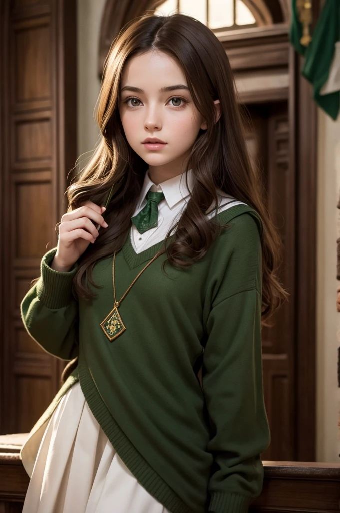 brown haired girls in hogwarts in slytherin house