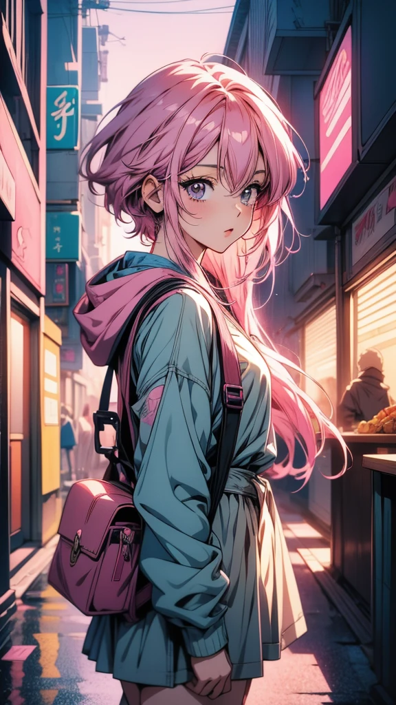 Anime Girls with pink hair and a backpack, Anime atmosphere, Anime Girls, Anime Style, Style Anime, an Anime Girls, Anime Style artwork, Anime Style illustration, Anime Styled, Cute girl anime visuals, Anime illustration, Anime Style 4 k, beautiful Anime Style, Anime Moe Art Style, Anime Style art, Rorish, Anime Cover, Anime Aesthetics