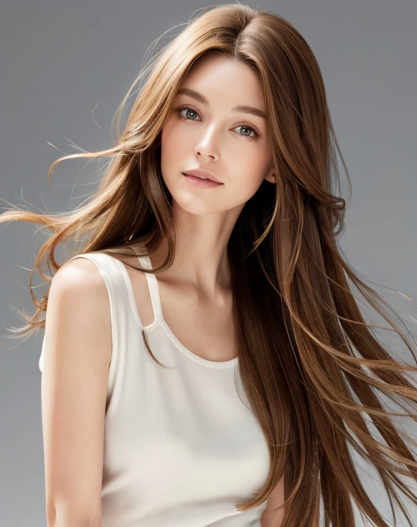 whole body、A woman with long brown hair and a white top, Light brown hair, Light brown hair, Natural brown hair, thin and shiny hair, Soft Hair, Light brown silky hair, Brown Haired Girl, Flowing brown hair, Beautiful light brown hair, Light brown hair, Straight brown hair, 長くFlowing brown hair, Medium brown hair, Brown long hair