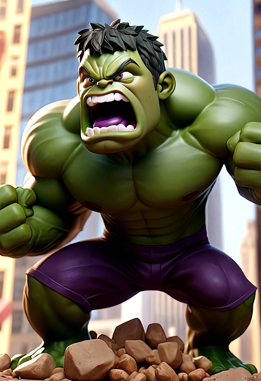 (best quality,4k,8k,Alto,master part:1.2),ultra-detalhado,(Realistic,fotorrealista,photo-realistic:1.37),Hulk,quadrinhos da marvel,corpo forte e musculoso,roupas rasgadas,pele verde,angry expression,punhos cerrados,Massive appearance,poder destrutivo,marvel superhero,Centro de Manhattan,Nova Iorque,skyscrapers in the background,atmosfera escura e intensa,dramatic lighting,arte em quadrinhos,explosive action,dinamic poses,cores vibrantes,wreckage destroyed,fury and power emanating from the Hulk,intensidade emocionalmente carregada,action-packed scene,epic showdown,sensational illustration.