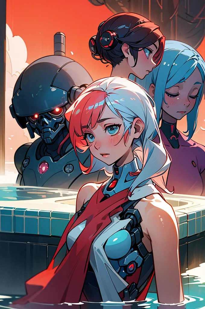 Machina's Troun 、Super hot spring paradise, a paradise、A beautiful woman、It seems visible but it's not、hot spring、Very stylish towels、A hot spring-loving robot, a mechanical lifeform, and a beautiful cyborg