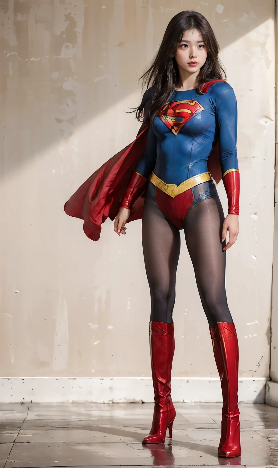 No background、(((Sweating profusely))).(((Beautiful legs in black tights.)))、(((Legally express the beauty of your smile)))、((((Make the most of your original images)))、(((体にぴったりフィットするSupergirl Costume)))、(((Supergirl Costume)))、(((short and beautiful hair)))、(((suffering)))、(((Please wear black tights....、Wear red boots)))、((Best image quality、8K))、((Highest quality、8K、masterpiece:1.3))、(((Preserve background )))、Sharp focus:1.2、Beautiful woman with perfect figure:1.4、Slim Abs:1.2、Wet body:1.5、Highly detailed face and skin texture、8K