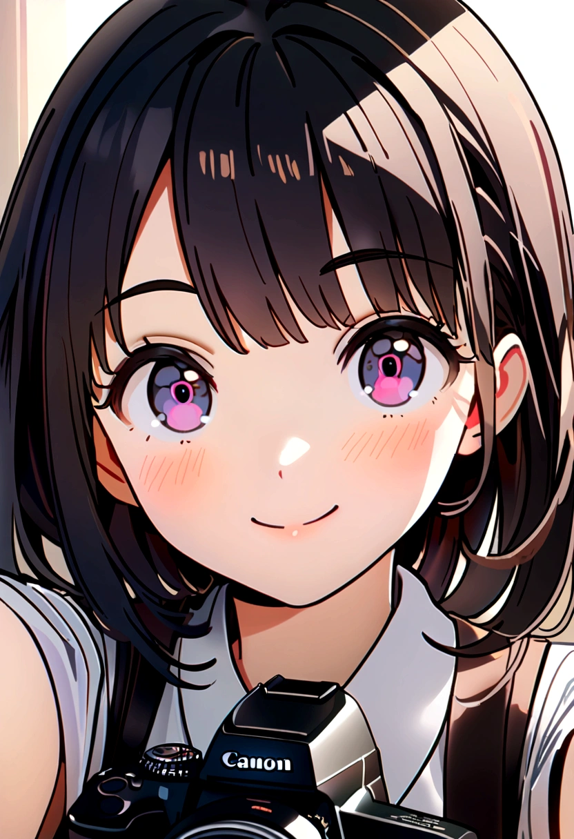 8K, details, Vertical portrait of a charming young Japanese lady making a peace sign, selfie style, high-definition, natural light, as if taken with a Canon camera
