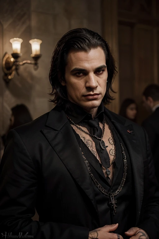 mejor calidad, Obra maestra, 1 hombre, crazy luxury, vampiro majestuoso, vintage, gothic, hiper detailled, colourful, the most handsome man in the world