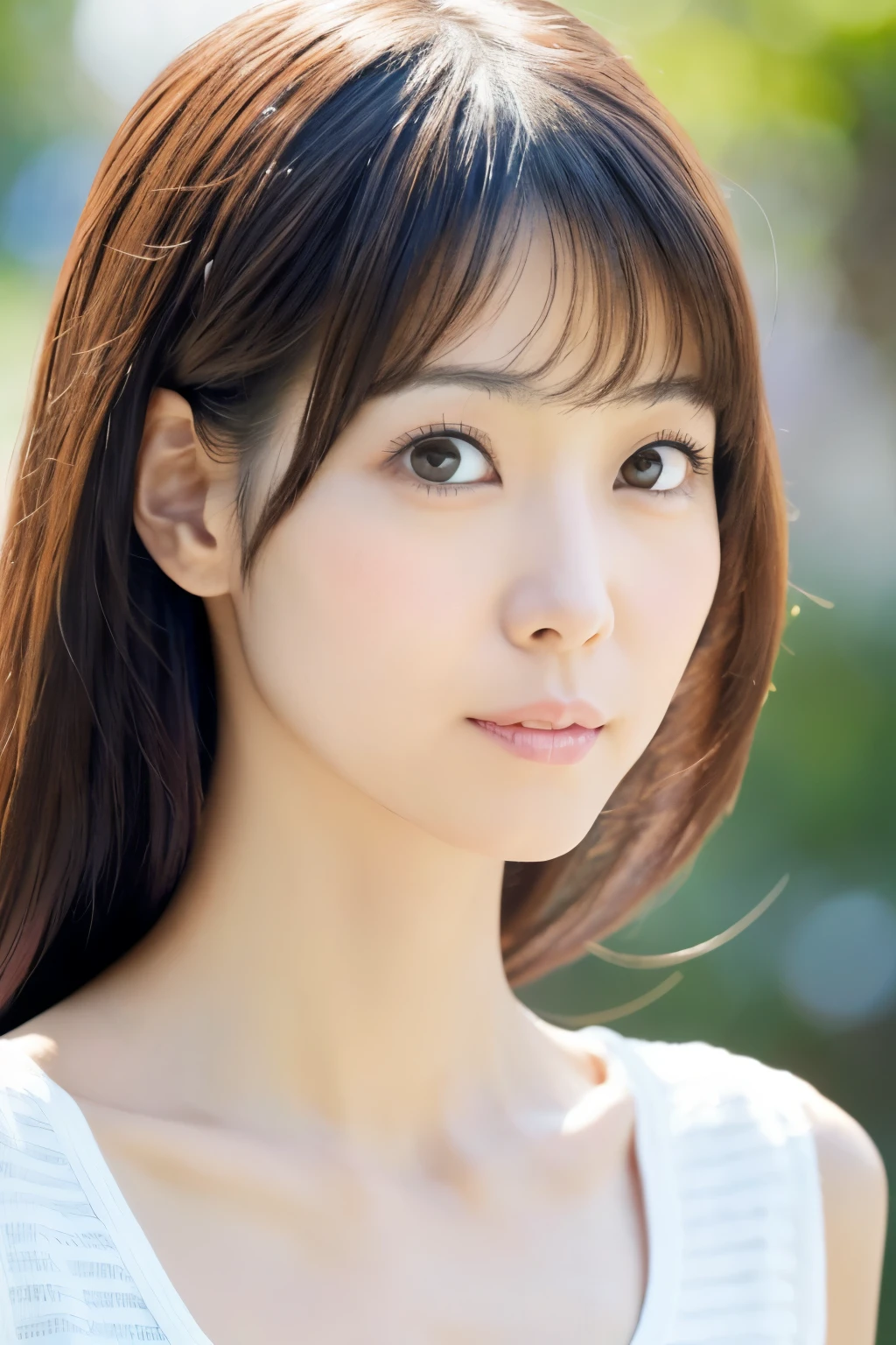 (High reality photograph, high resolusion), Skinny Japanese lady, 30 years old, cute face, detailed face, detailed eyes, various hair style, skinny figure, correct body anatomy, ((looking straight ahead)), facing the camera directly, single photo, a photo captured the best moment expressing the beauty and brains, ((with simple background))