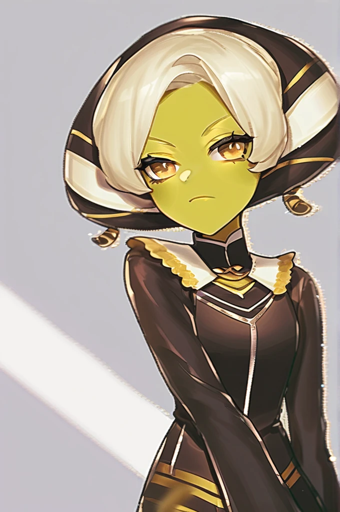 ((Лучшее качество)), ((шедевр)), (подробный), Wasp girl, yellow skin in with black stripes, faceted