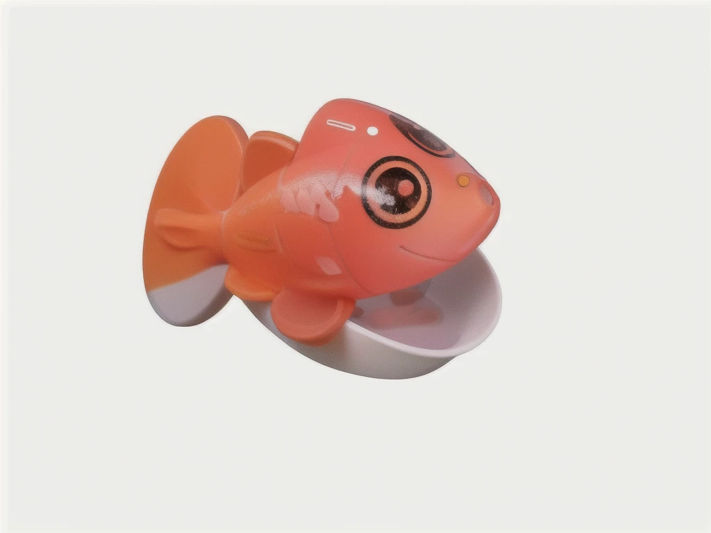 Cute fish，fish with open mouth，There is a toy fish sitting in the cup, Orange head,Fish ball mouth, plastic toys, fish face, Fish mirror, Cute fish, Clownfish, kids toys, large fish eyes, product photo,4K，8K，Ultra-HD Rendering，Ultra-detailed rendering，3D Rendering