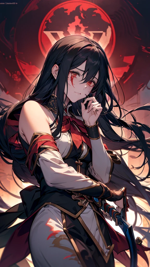 anime girl with blood on her face and a knife in her hand, gapmoe Yandere grimdark, Yandere intricate, Abigail Larson, gapmoe Yandere, albedo from the anime overlord, takato yomamoto, Albedo from Overlord, Yandere, takato yomamoto. 4k yen, Fine details. anime. Tentacles
