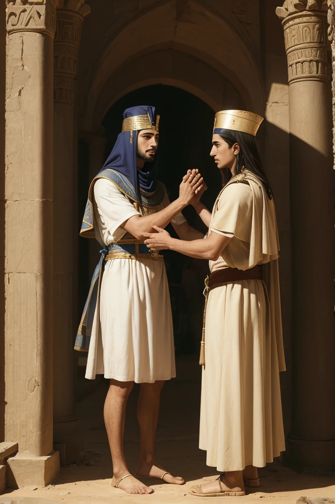 A photograph of Joseph of Egypt receiving his brothers at Pharaoh's palace