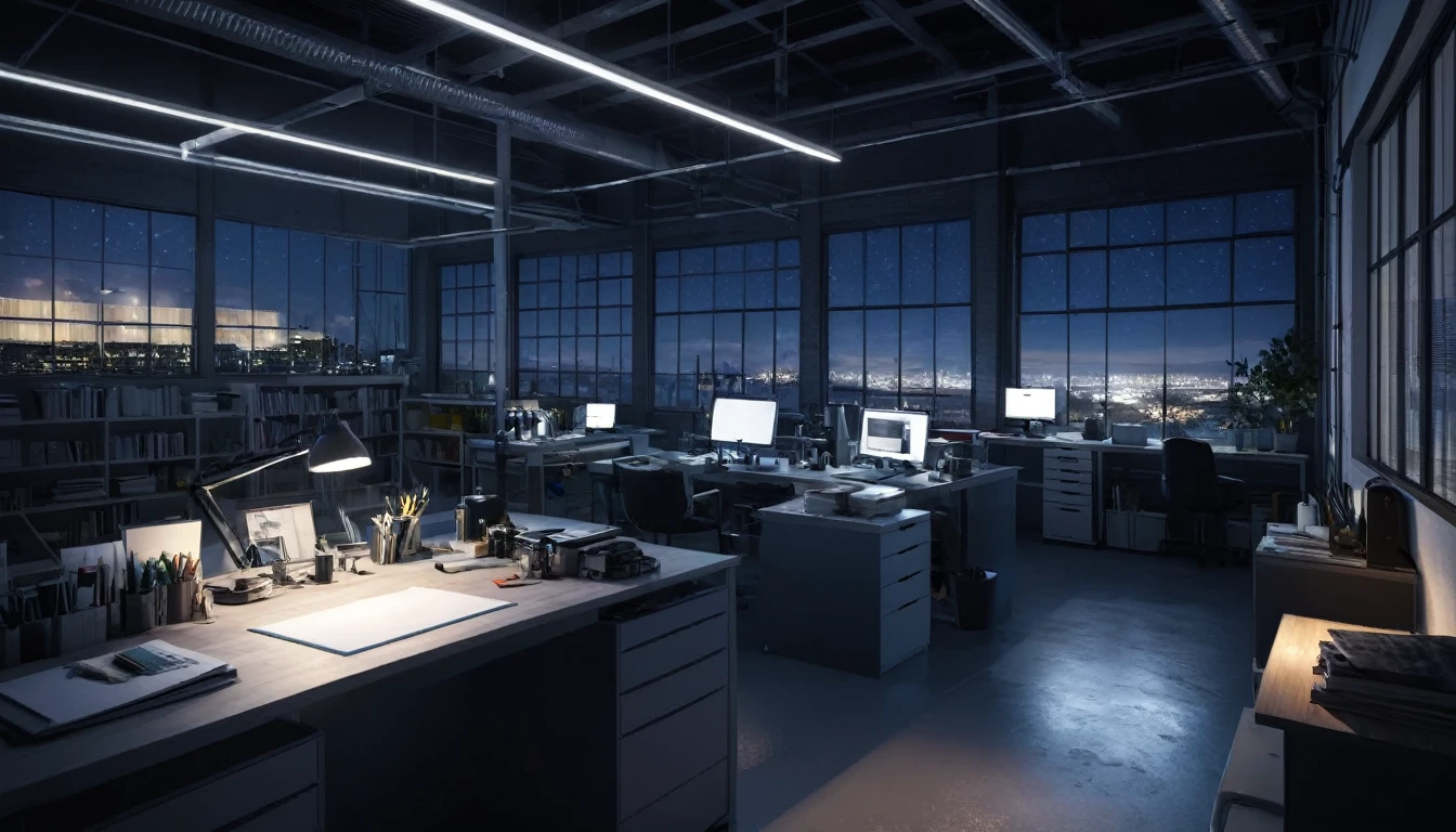 workshop office at night time