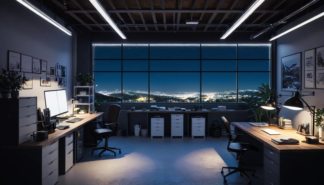 workshop office at night time