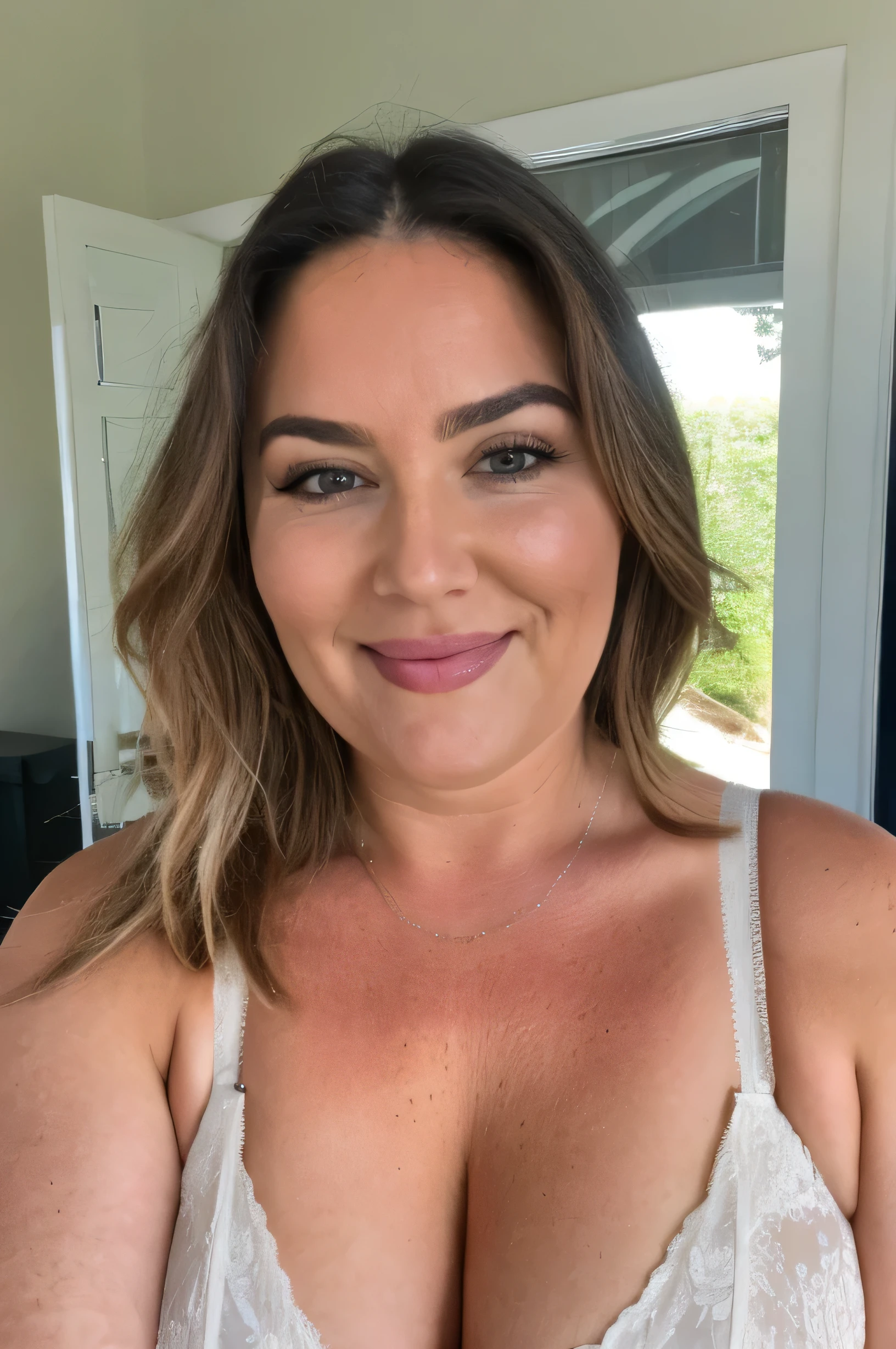 adult woman , chubby , 62 years , sexly, gorgeous face, face perfect, soft smiling , bra