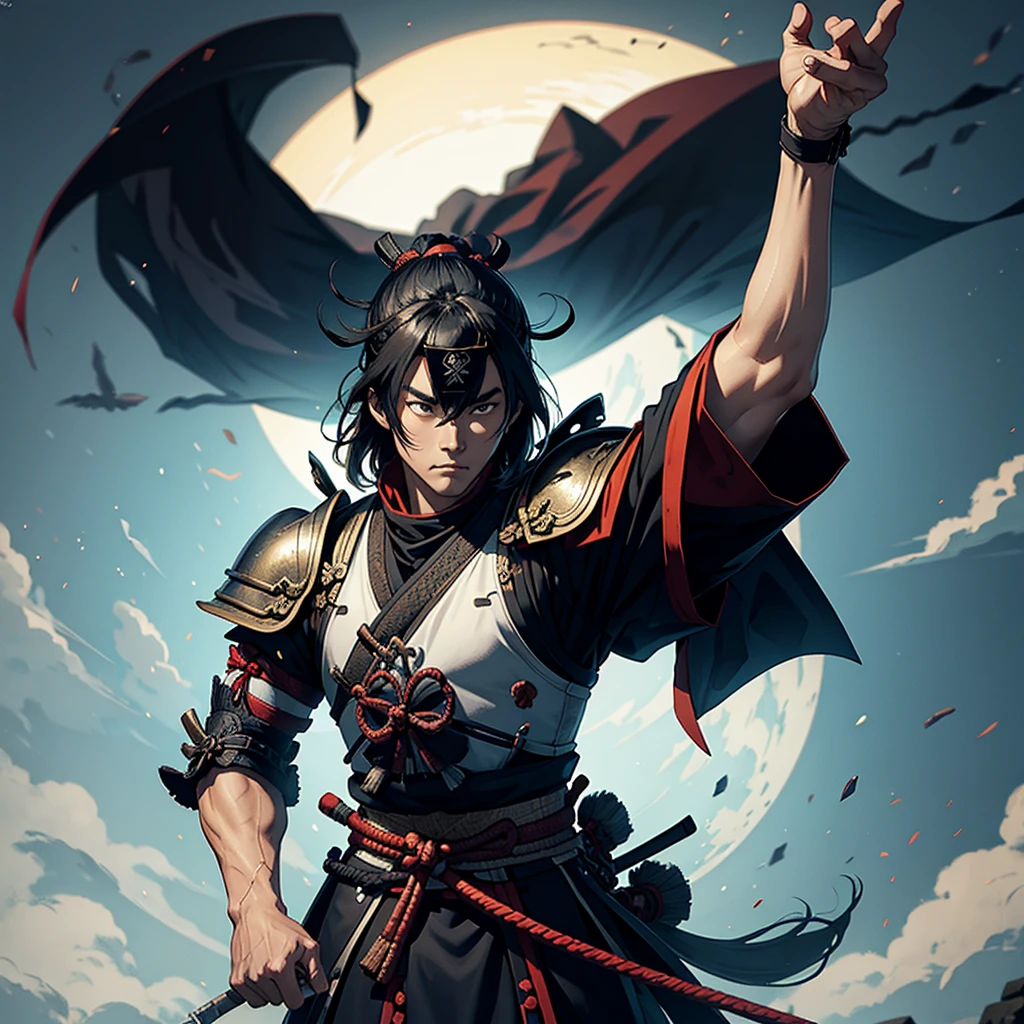 Samurai with arm turning to stone