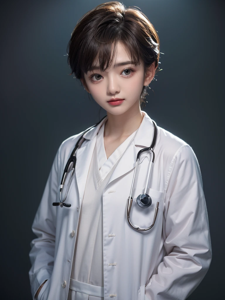 The clothes are changed into suits and the stethoscope on the neck disappears.