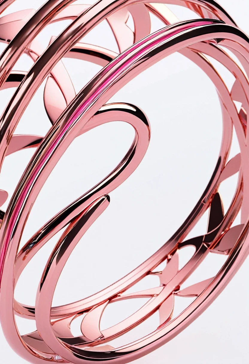 futuristic pink metal bracelet shaped like interlocking hearts