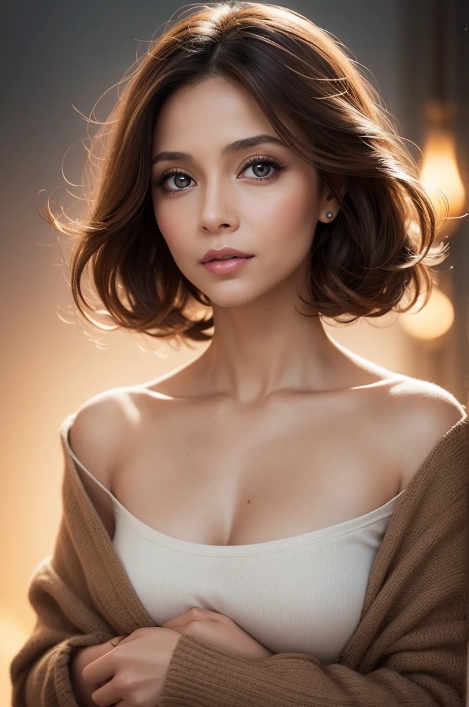 Create a book cover where a woman of approximately 40 years old has light skin, brown hair to her shoulders, big eyes, elegant feminine, Theme of the book she beat cancer, She managed to trick cancer until it left her life. Create a cover for a book
