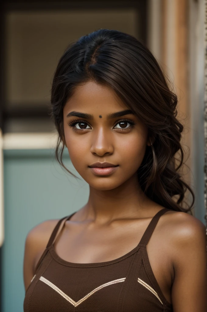 A brown girl with hazel eyes that looks like a comic book 