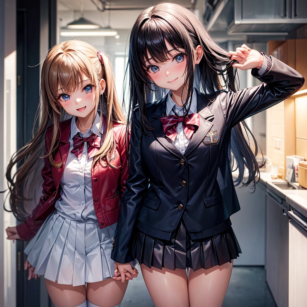 middle School girls，smile，Beautiful girlultiple girls，Angelic beautiful girl，leather jacket，未来のuniform，The best quality to get you horny，Perfect Girl，Super cute girl，uniform，blazer，cardigan，Long Hair、She has her bangs down，Ultra HD，Young girl，sex，Naughty Girls，Blowjob，Full body image，Absurd，Beautiful girls，The room，