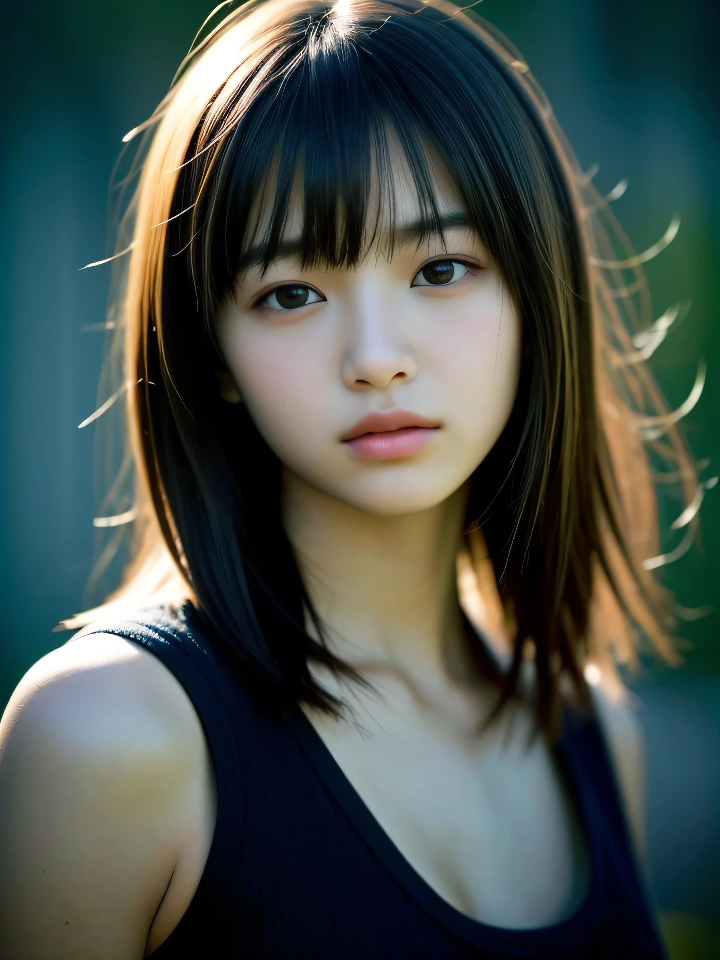 (Photo Real:1.4), (hyper realisitic:1.4), (Smooth lighting:1.05), 1 girl, ager, happy, shy, O-face, looking away, Close-up of the face, Soft lighting, Back lighting, (Finest Real Textured Skins), Super fine face, glowy skin, retinas, Anatomically correct, (medium Hair:1.1), bangs, Textured skin, High quality, high details, Best Quality, High resolution,