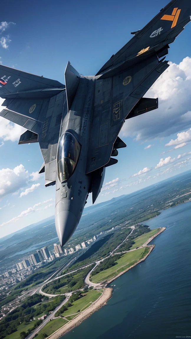 "A large fighter jet flying above the city, approaching the monster."Txt2Img
デフォルト