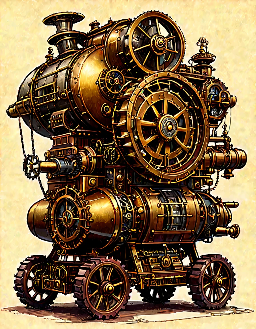 Transform the Enterprise and its crew into a steampunk wonder, with gears, brass, and steam-powered machinery. Reference the steampunk aesthetic of artists like Brian Kesinger or James Ng.