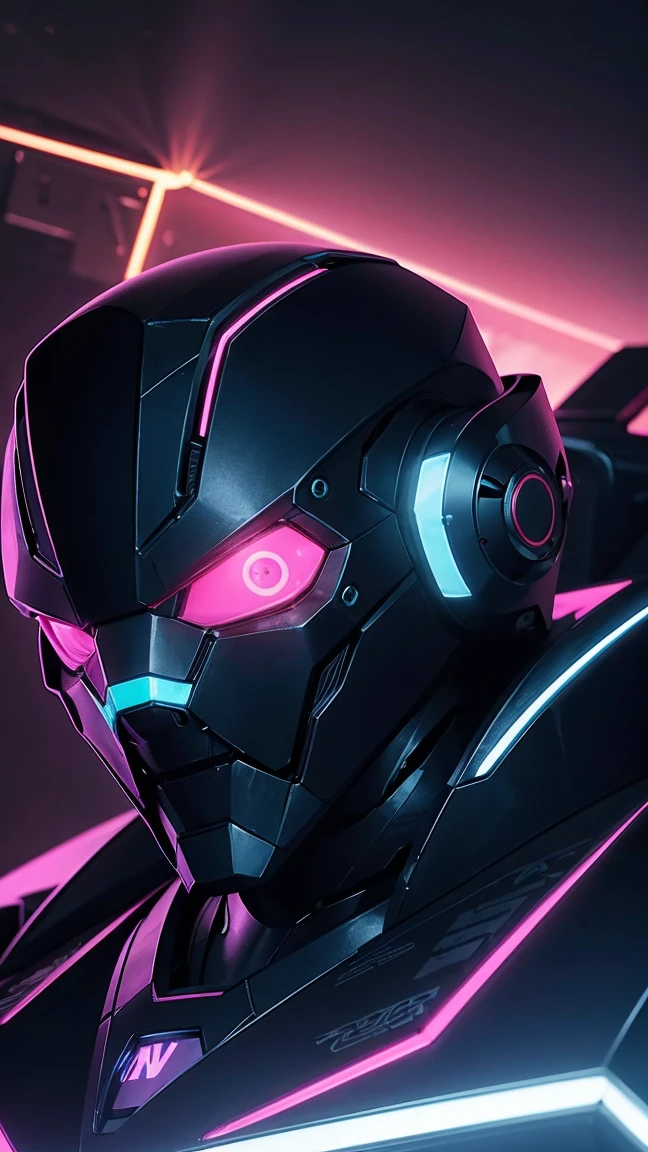 "An AI robot monitoring the monster from the top of a neon-lit building."night neon Txt2Img
