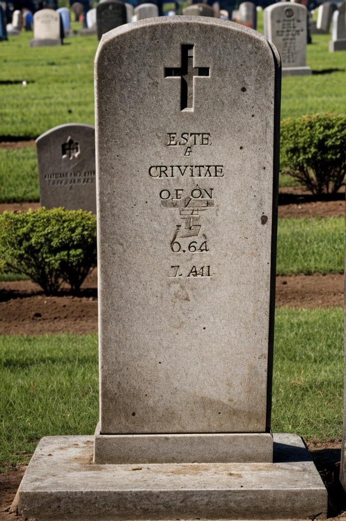 An arm coming out of a grave. The tombstone has nothing written on it