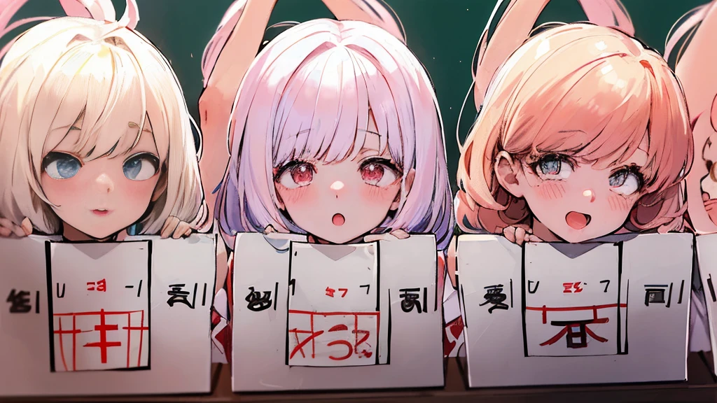 Gymnastics、Bloomers、volleyball、player、5 girls, Photo of beautiful Japanese idols in School, Againm \(Again:NULL\), [smile], blush, School、 masterpiece, highest quality, perfect lighting,  White T-shirt、hair above one eye、hair accessorieidsummer、super fine illustration,(((beautiful fine hair))),(((beautiful fine face))),(((beautiful fine background))),
