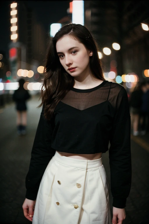 polaroid photo, night photo, photo of 24 y.o beautiful woman, pale skin, bokeh, motion blur