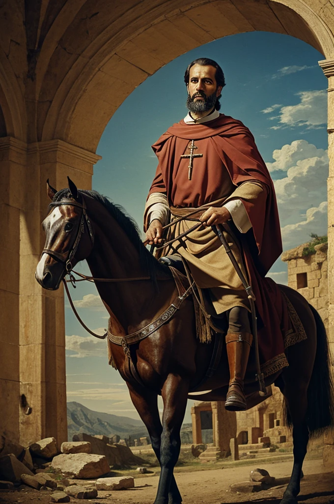 Image of the apostle Santiago on his horse, in high definition, very creative