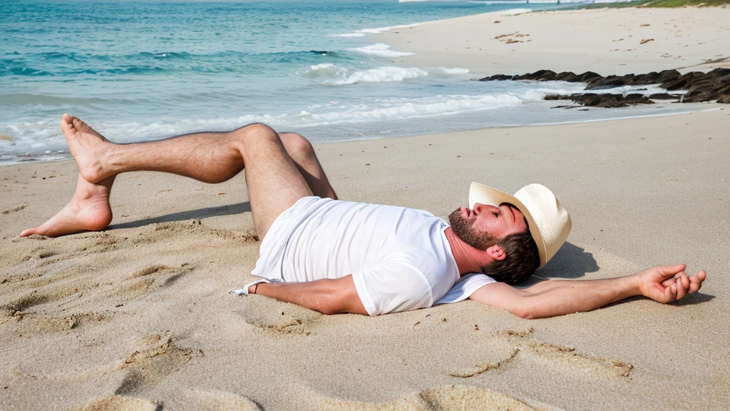 Man Sitting on the beach naked