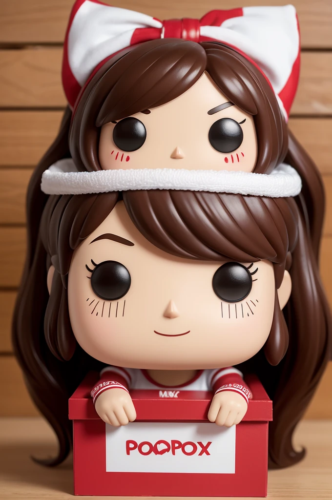 Make me a funko pop with your box on the side with long brown hair with the name Maddy personalized red and white
