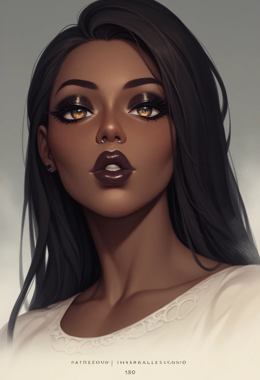 Masterpiece, high quality, (brown skin girl), goth, portrait