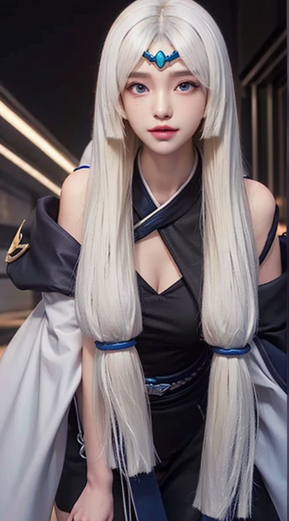 Kagura mobile legends, long white hair, shiny brown eyes