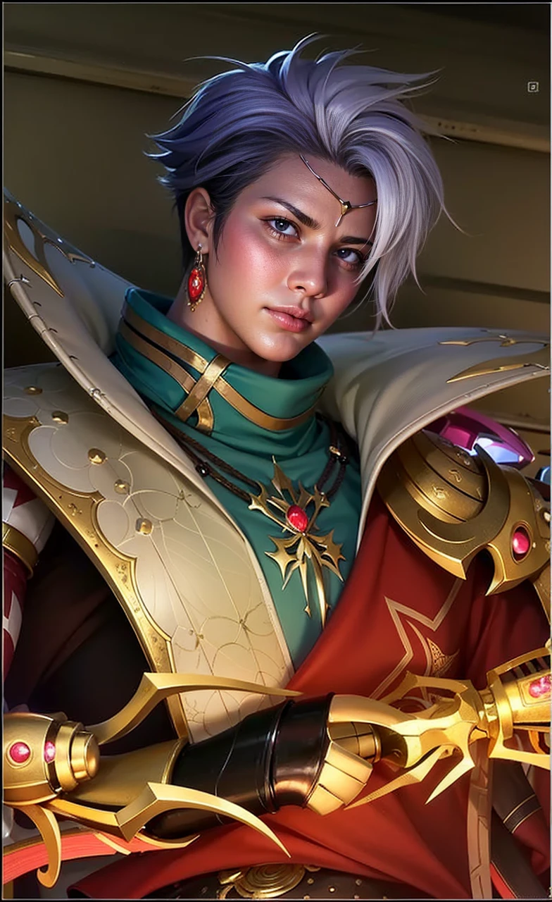 a close up of a person holding a sword in a room, masculine male, masterpiece, ((perfect eyes)) best quality, (semirealism:1.9), beautiful lighting, (extremely detailed CG unity 4k fhd wallpaper), High Detail, Sharp focus, dramatic outdoors, 1 boy ,19 years old, light purpel eyes, 8k, ultra hd, ultra detailed texture, hyper realistic, masterpiece, detailed texture, detailed face, detailed skin, detailed lighting, (photorealistic:1.5), best quality, beautiful lighting, cinematic lighting, professional lighting, ultra highres, realistic, detailed hair, real hair, high quality, (realskin:1.5), extremely detailed, finely detail, ultra-detailed, glare.
