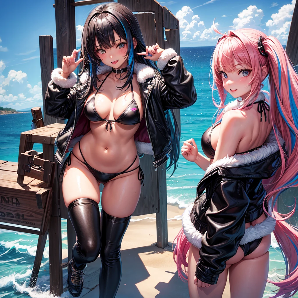middle School girls,smile,Beautiful girls,Horny girl,Best Quality,Perfect Girl,Super cute girl,Swimwear,bikini,leather jacket,Ocean,fur jacket,Long Hair、She has her bangs down,Multi-colored hair,Ultra HD,Young girl,sex,Naughty Girls,Blowjob,Full body image,Absurd,Beautiful girls,