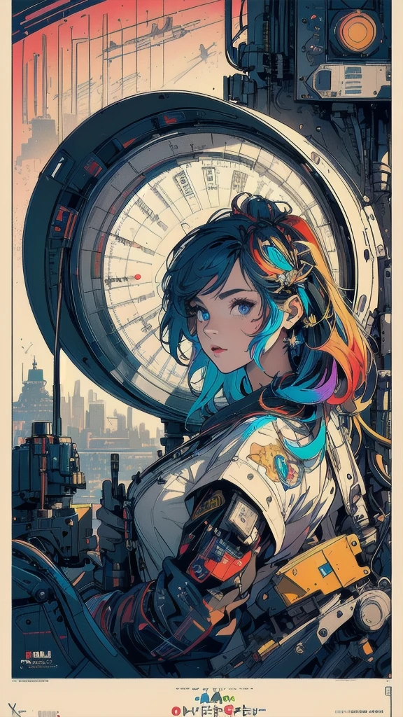 (((masterpiece, highest quality))),(((solo:1.2))),(((1girl:1.2))),32k wallpaper, very detailed, poster, vintage science fiction,(((((geometric cinematic movie poster))))), (bauhaus), shape,(((abstract))),(mid century modern),movie poster,(((((portfolio))))),(((((Close-up))))),(((((bust up))))),((((more various angle)))),(((highlight))),Vast landscape,((((heterochromia)))),(((complete. detailed face))),(((Extremely talented))),(((most complecated machine))),((Overall colorfully))(((text))),(((typography))),(((sentence))),(((Label))),(detailed movie poster),(((((most complicated machine))))),(((genius mechanic))),